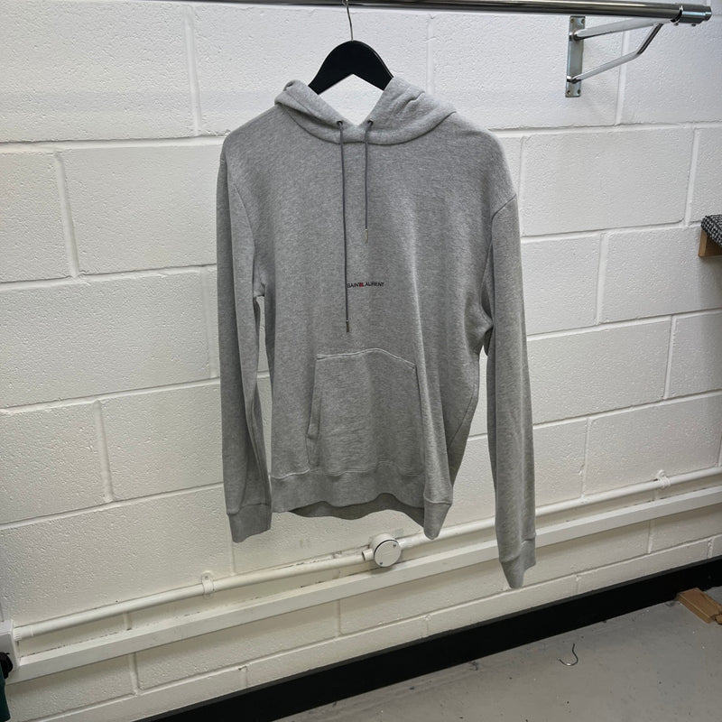 Men's Logo Print Hoodie Grey Size XS