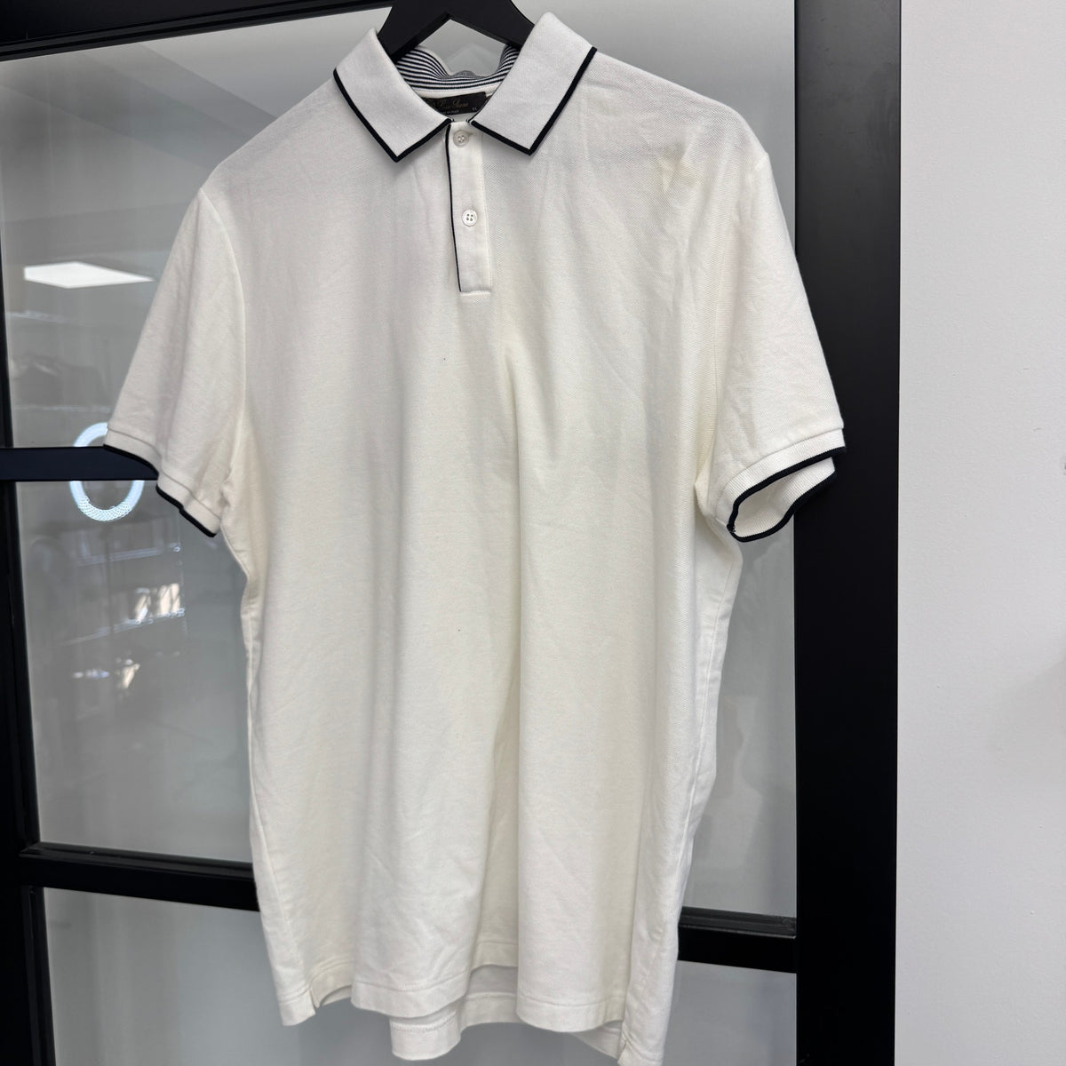 Men's Striped Tipping Polo Shirt White Size XL - Photo 8