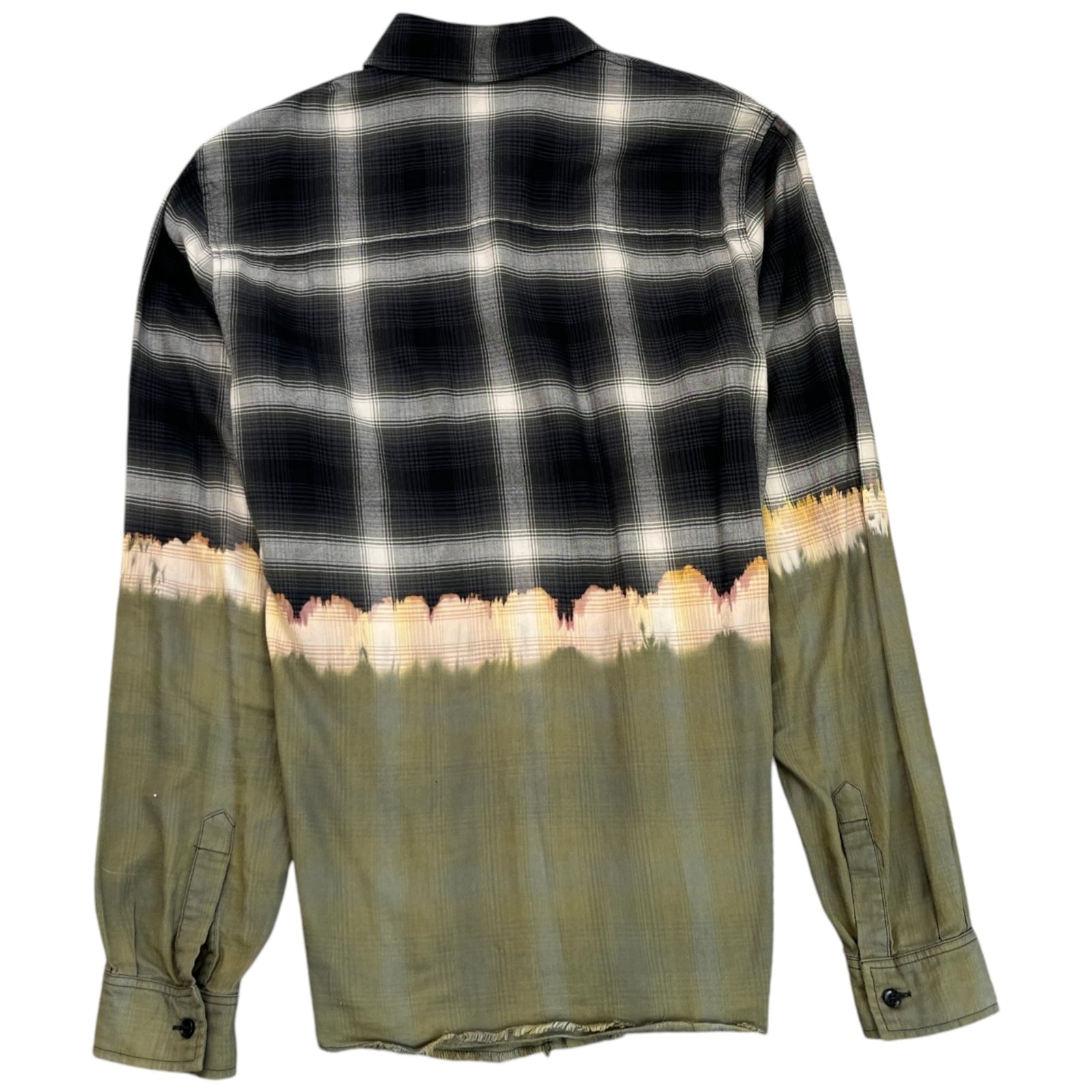 Men's Bleach Bandana Plaid Long Sleeve Shirt Khaki Size M - Photo 2