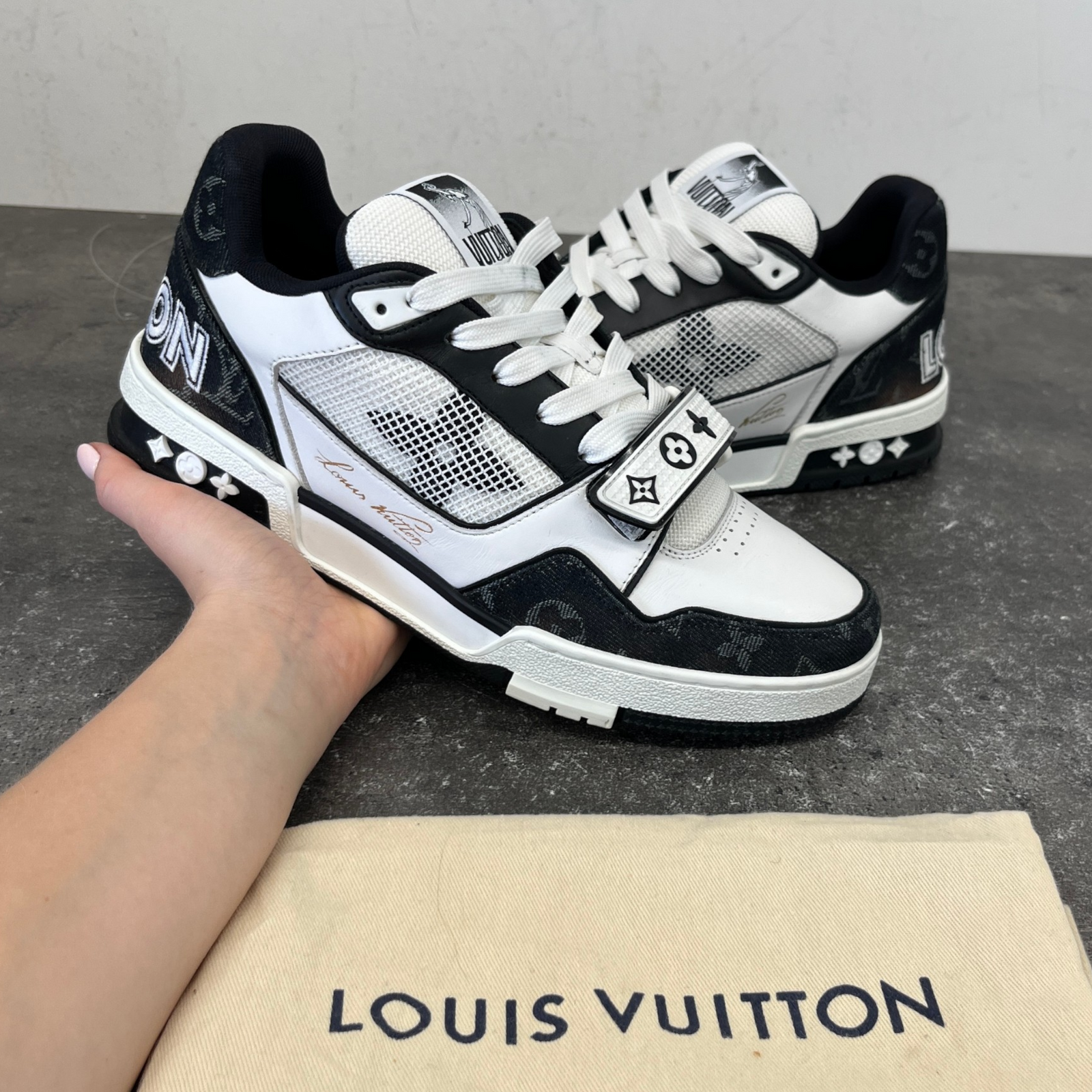 Men's Lv Denim Low Trainers Black Size EU 40.5 / UK 6.5 - Photo 12