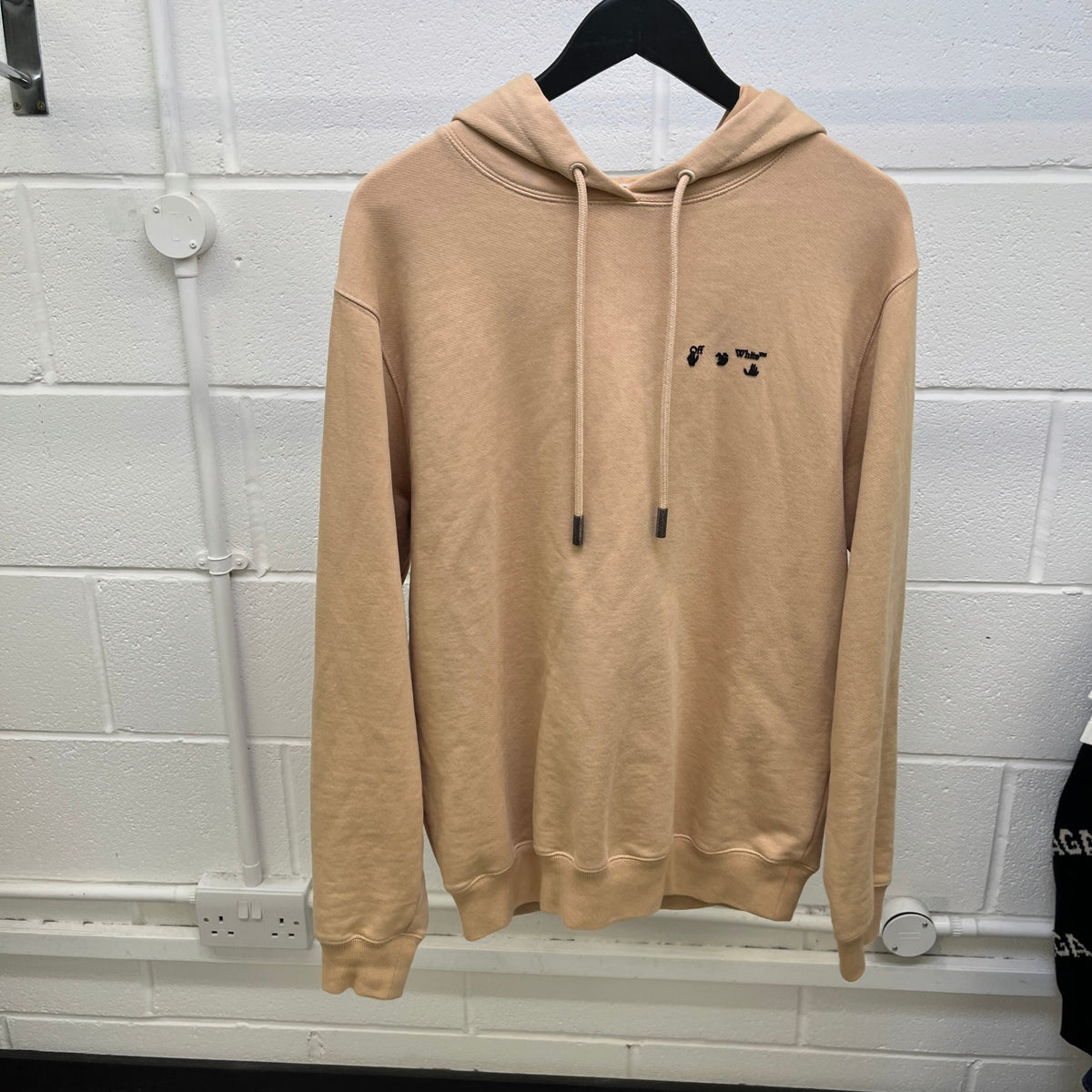 Men's Logo Print Hoodie Beige Size M - Photo 8