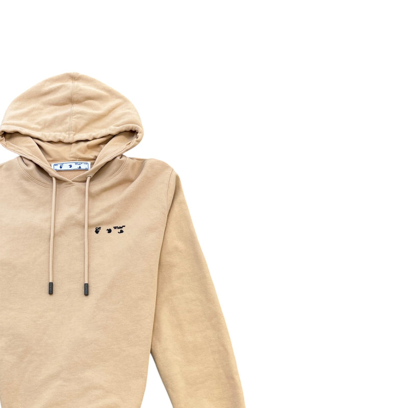 Men's Logo Print Hoodie Beige Size M