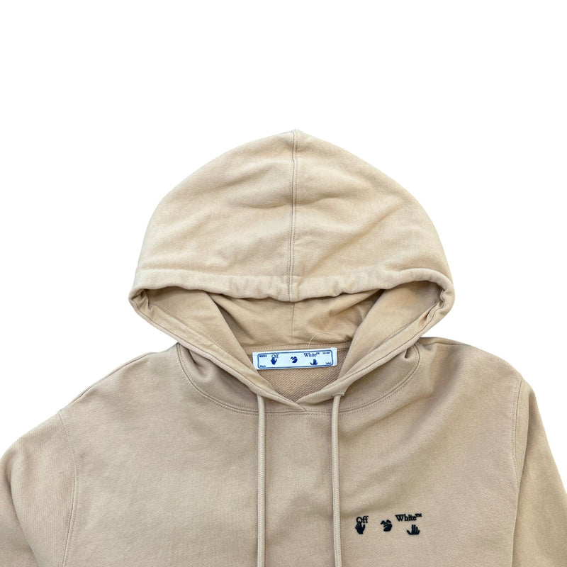 Men's Logo Print Hoodie Beige Size M