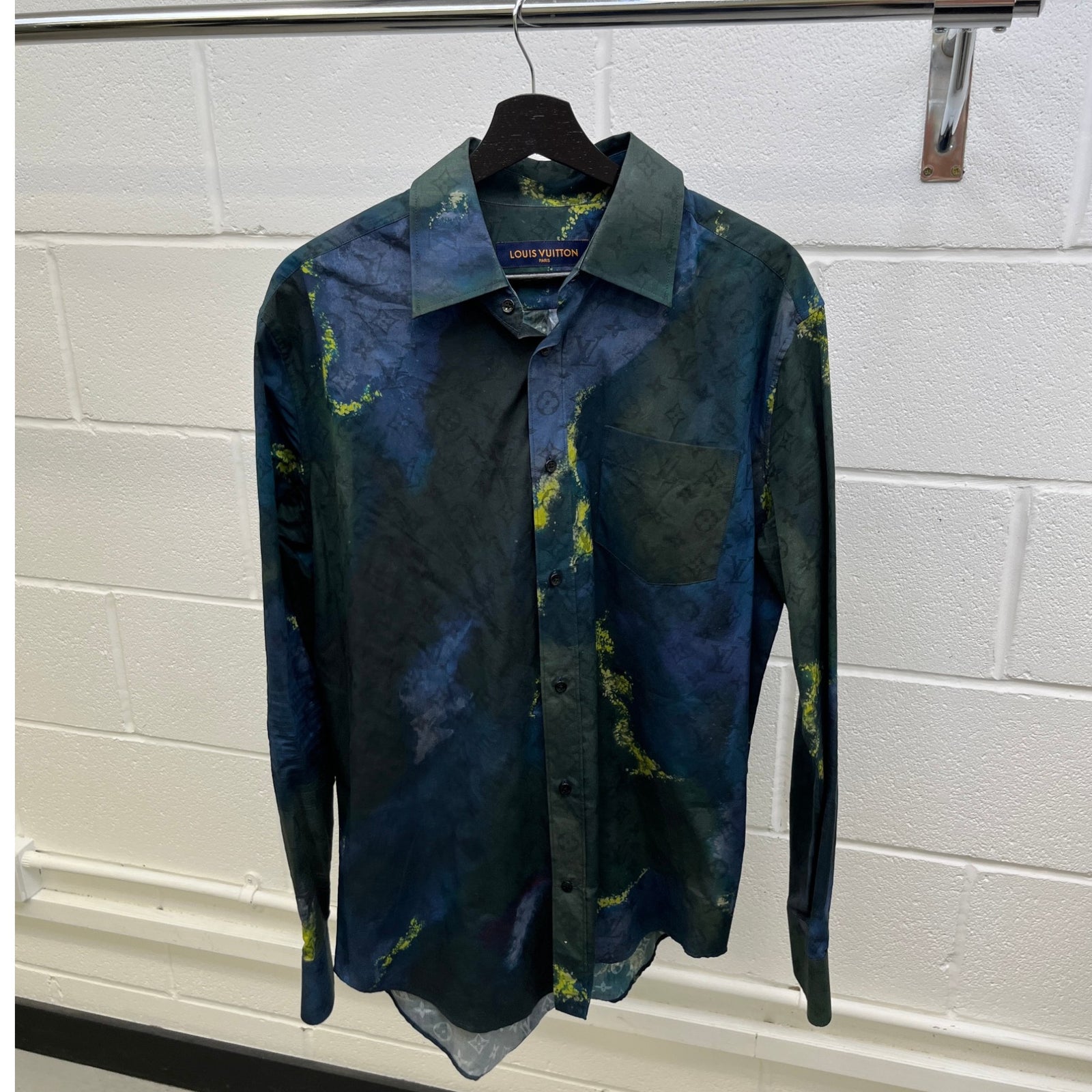 Men's Monogram Tie-Dye Long Sleeve Shirt Navy Size L - Photo 9