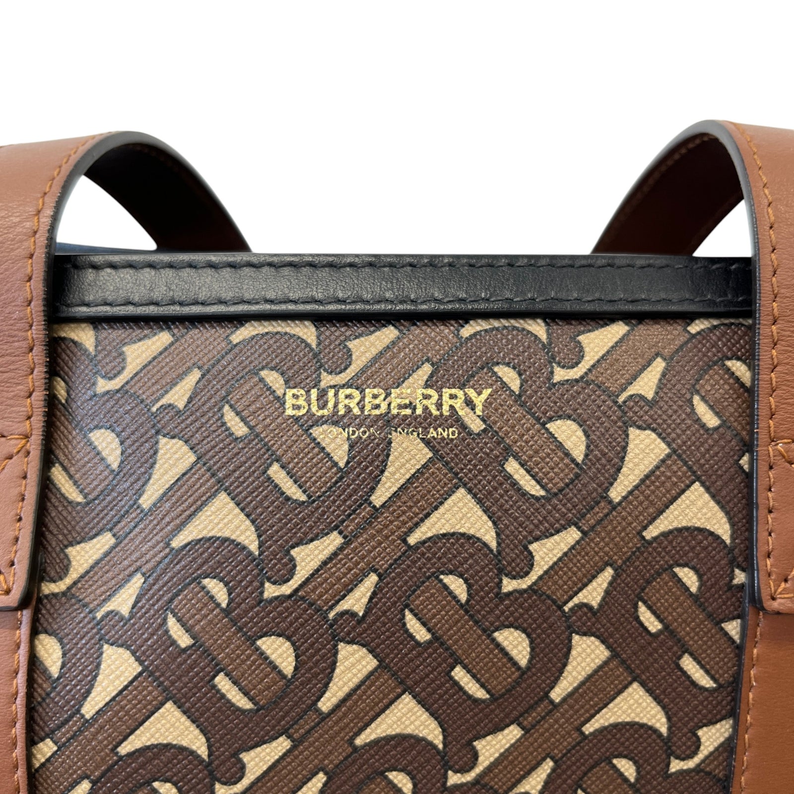 Women's Monogram Stripe E-Canvas Tote Bag Black - Photo 4