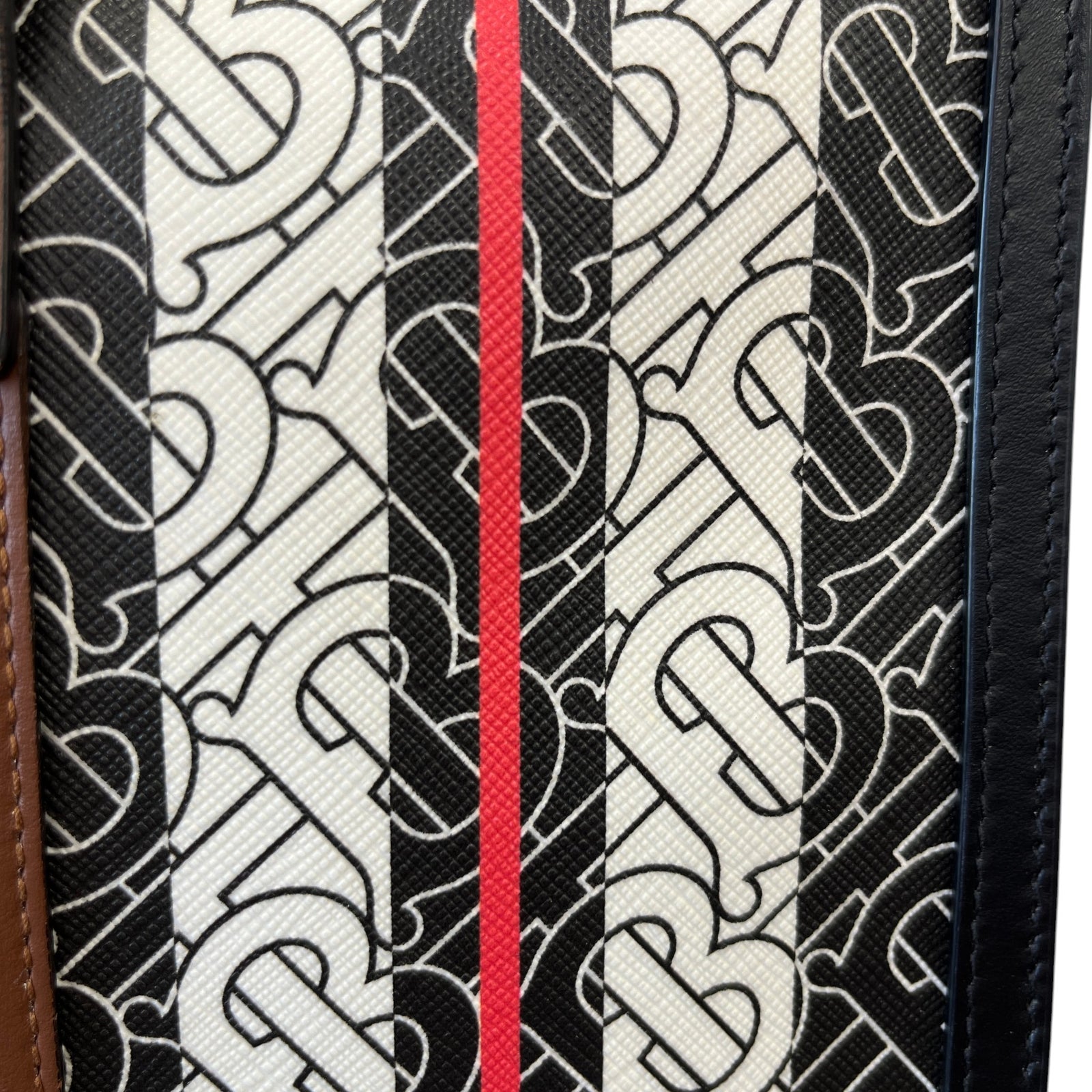 Women's Monogram Stripe E-Canvas Tote Bag Black - Photo 5
