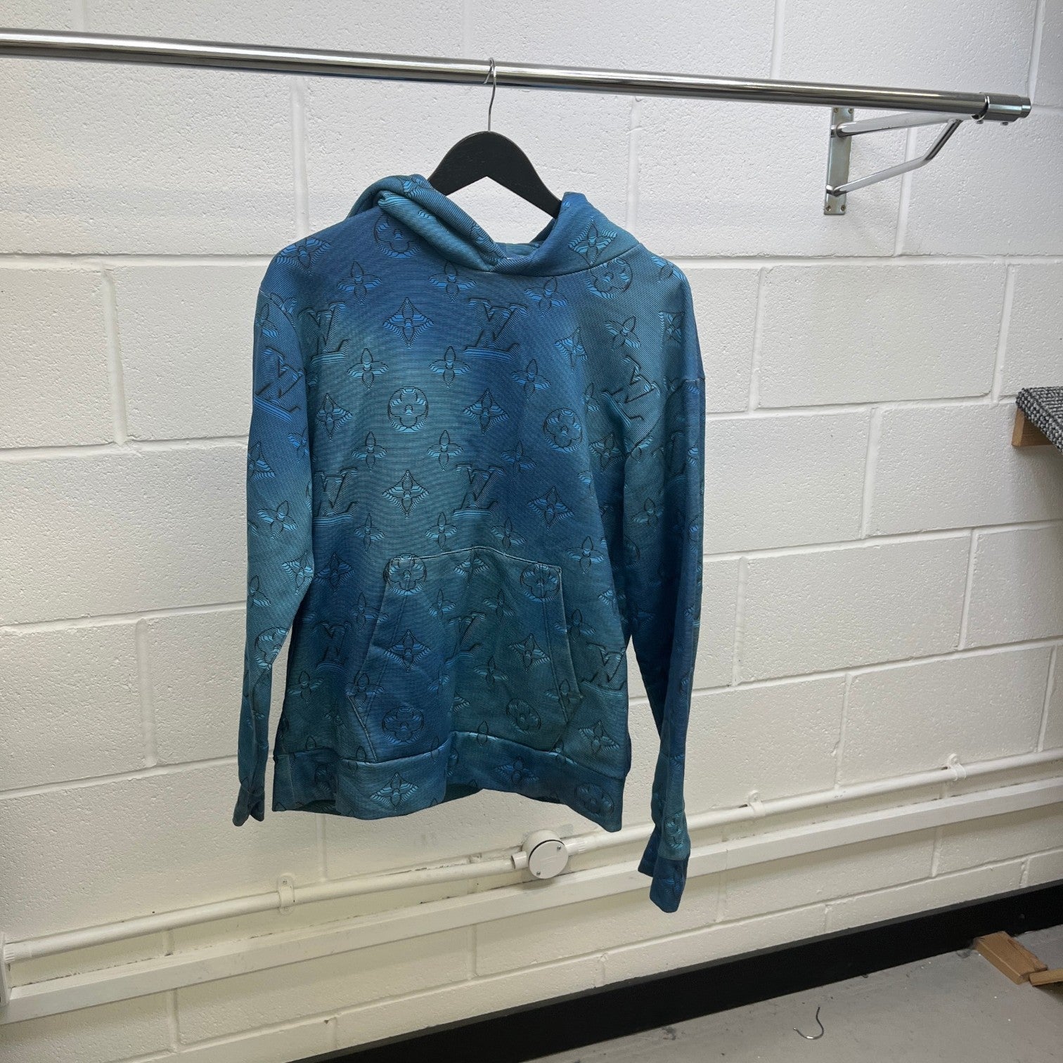 Men's 2054 3D Monogram Hoodie Blue Size M - Photo 7