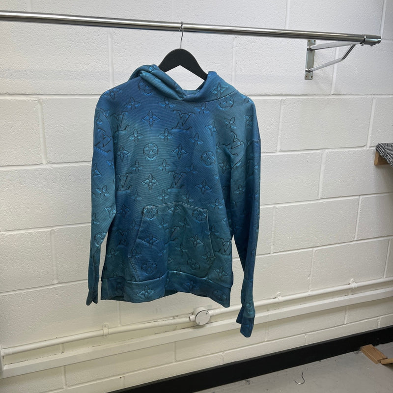 Men's 2054 3D Monogram Hoodie Blue Size M