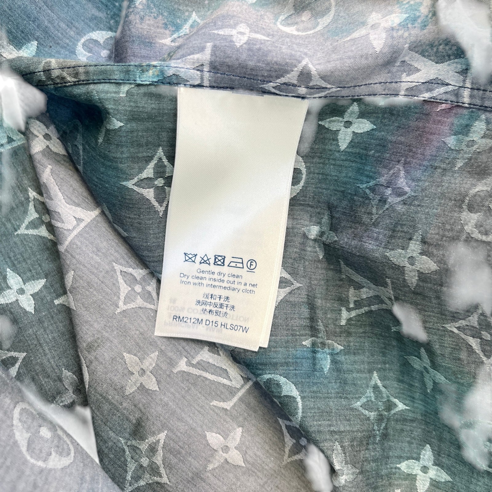 Men's Monogram Tie-Dye Long Sleeve Shirt Navy Size L - Photo 8