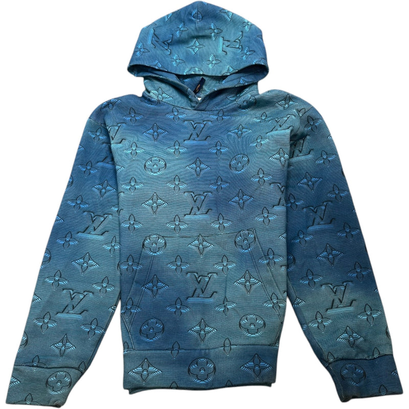 Men's 2054 3D Monogram Hoodie Blue Size M