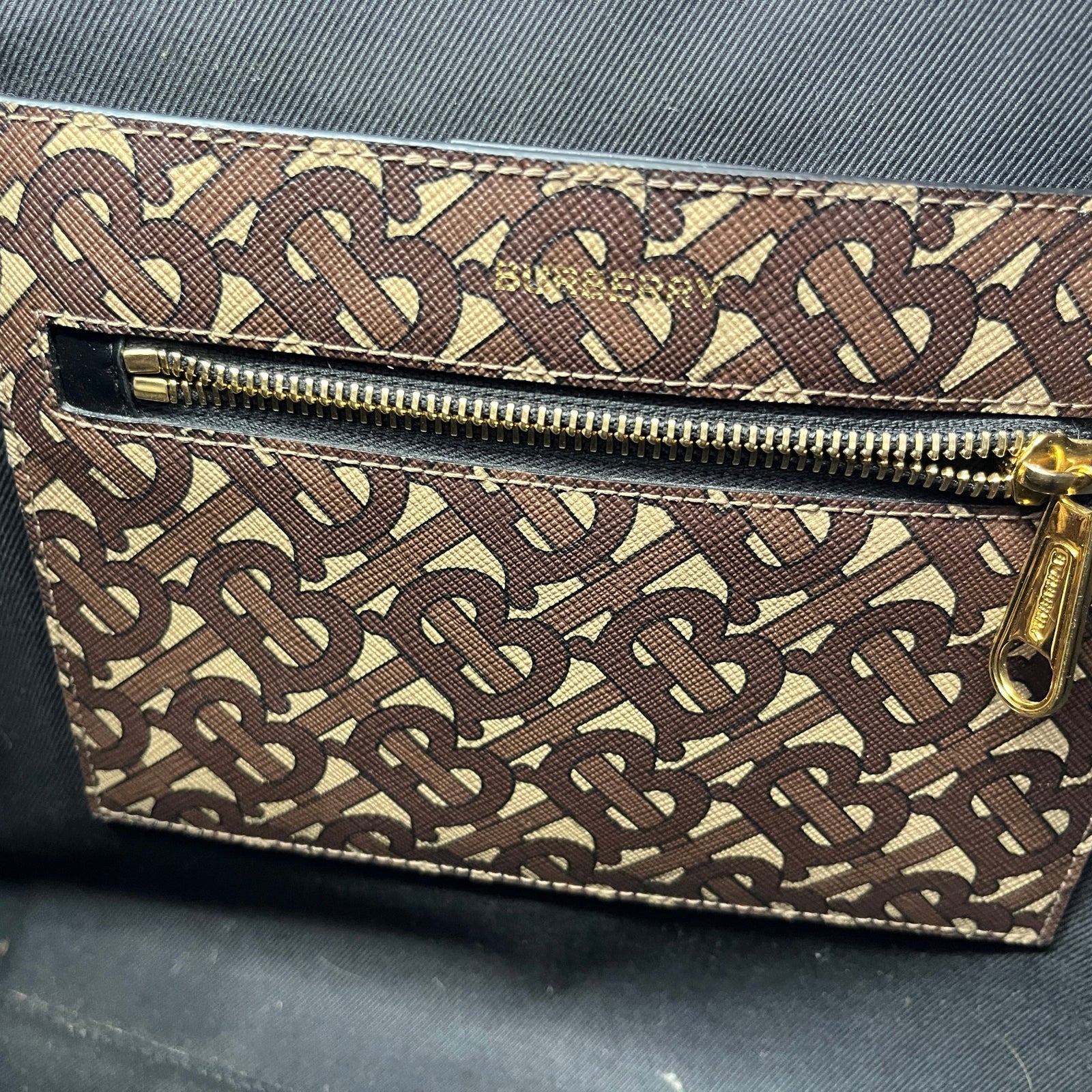 Women's Monogram Stripe E-Canvas Tote Bag Black - Photo 11