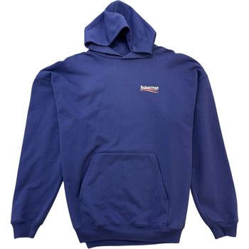 Men's Political Logo Hoodie Blue Size XS