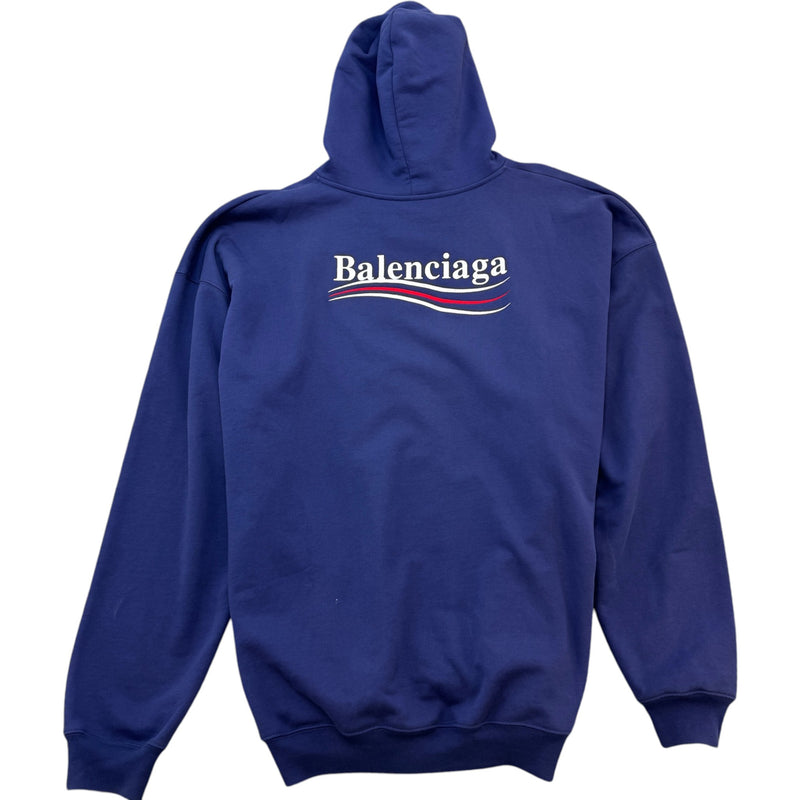 Men's Political Logo Hoodie Blue Size XS