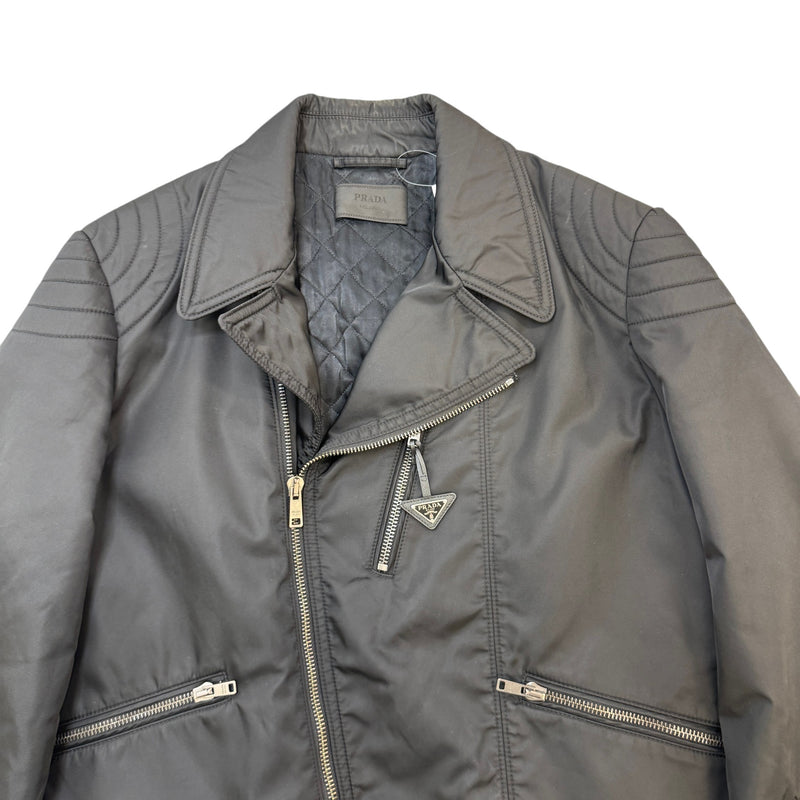 Men's Re-Nylon Biker Style Jacket Black Size XL