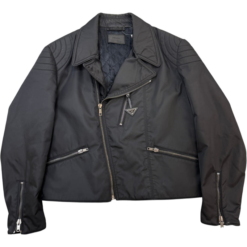 Men's Re-Nylon Biker Style Jacket Black Size XL