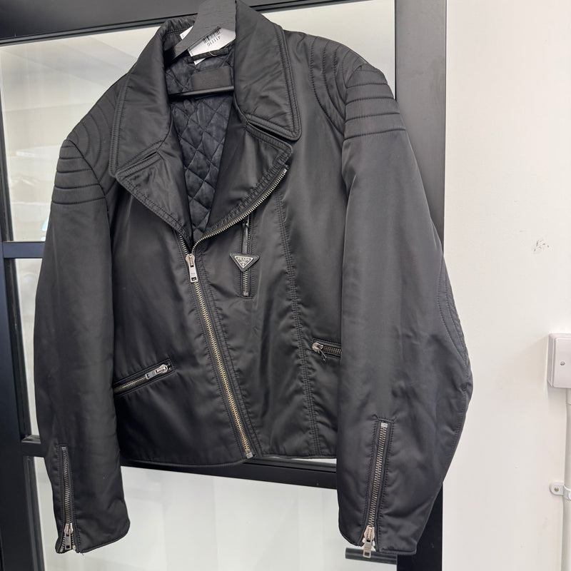 Men's Re-Nylon Biker Style Jacket Black Size XL