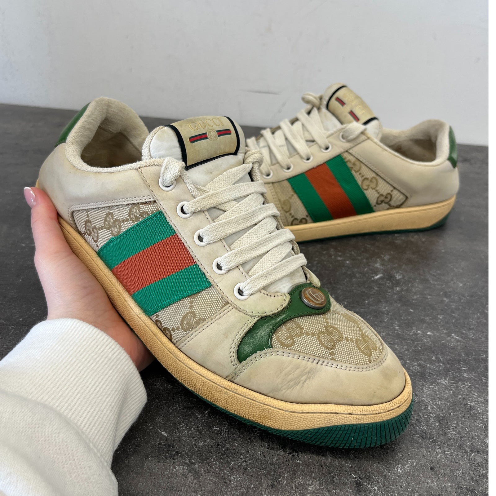 Men's Screener Distressed Low Trainers Green Size EU 42.5 / UK 8.5 - Photo 13