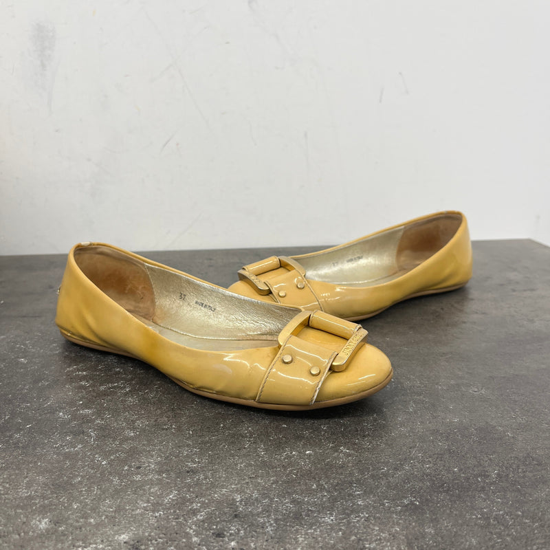 Women's Buckle Ballet Flats Mules Beige Size EU 37 / UK 4