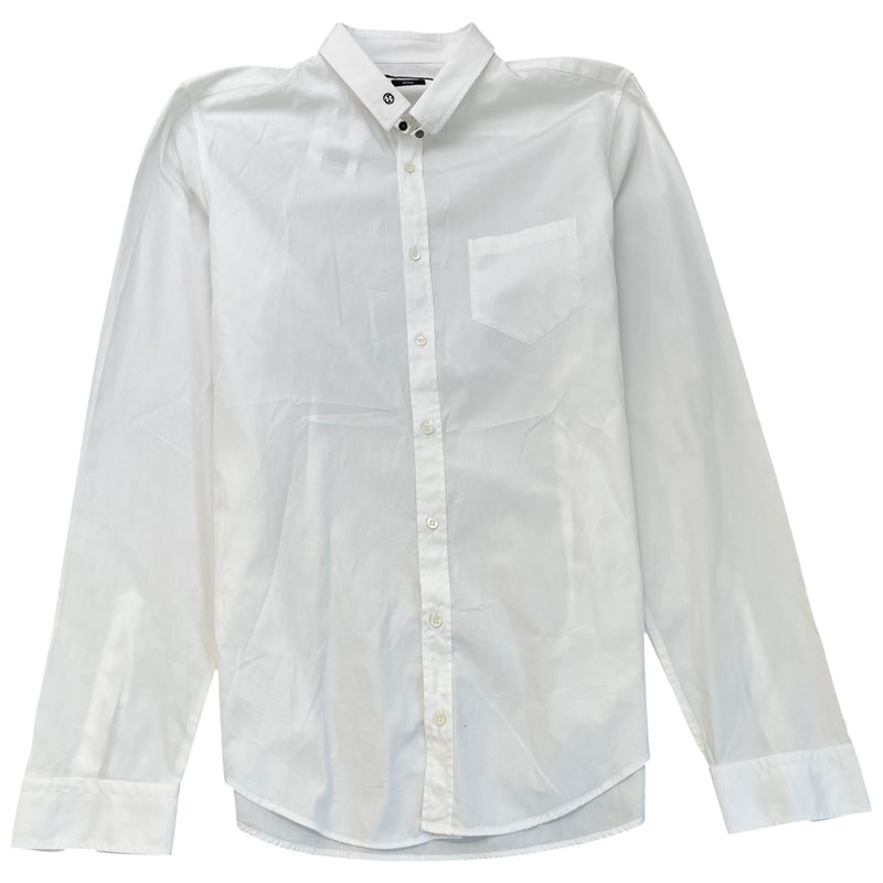 Men's Gg Interlocking Embroidered Detail Logo Long Sleeve Shirt White Size XL