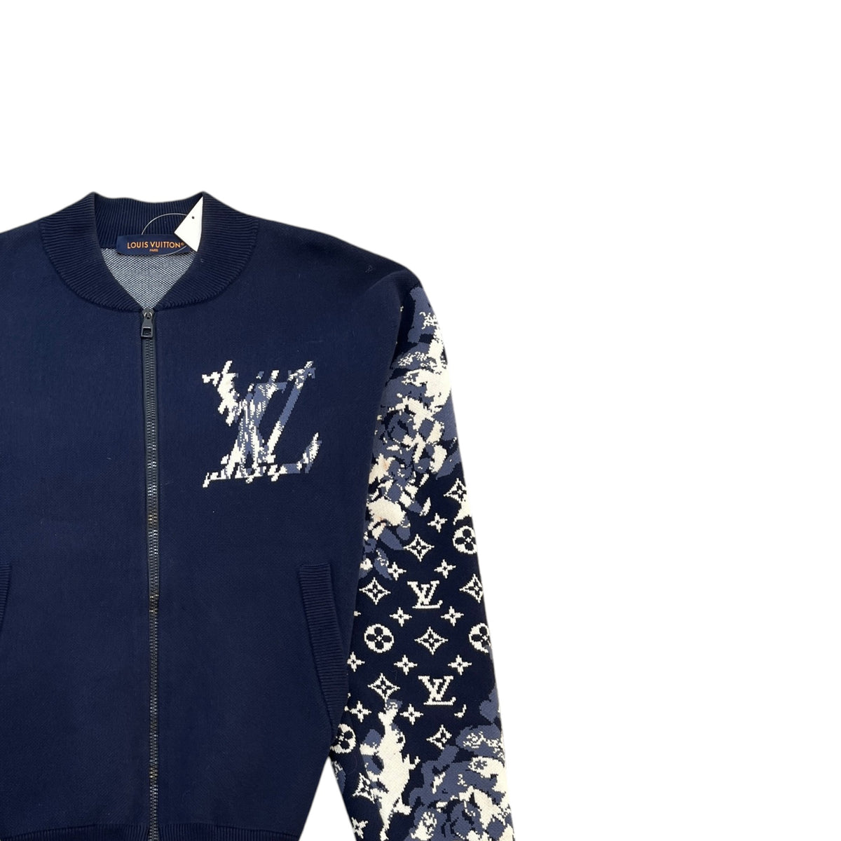Men's Monogram LV Intarsia Jacket Navy Size M - Photo 3