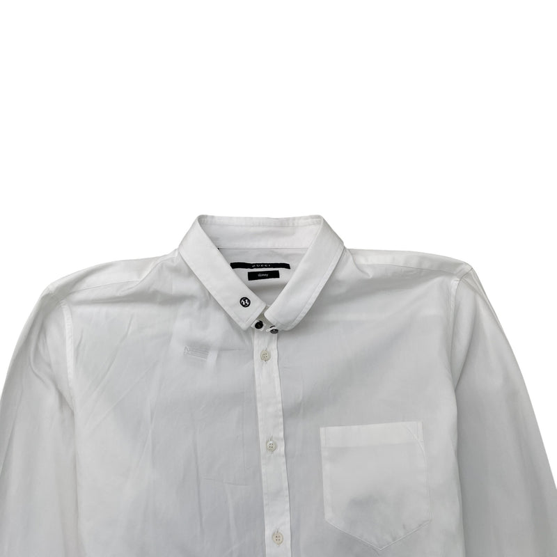 Men's Gg Interlocking Embroidered Detail Logo Long Sleeve Shirt White Size XL