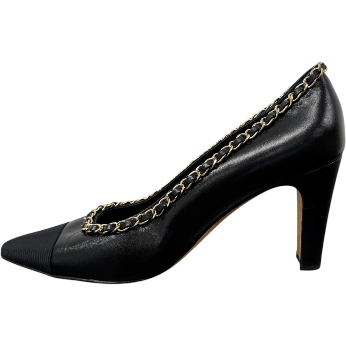 Women's Woven Chain Trim Heels Black Size UK 6.5 / EU 39.5 - Photo 2