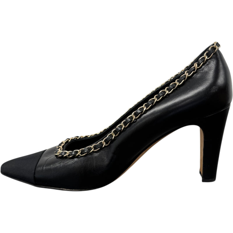 Women's Woven Chain Trim Heels Black Size UK 6.5 / EU 39.5