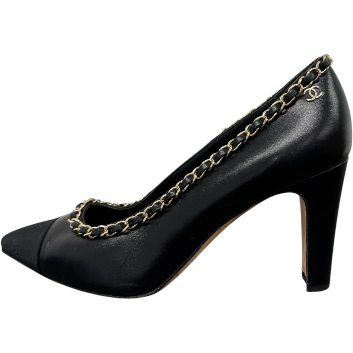 Women's Woven Chain Trim Heels Black Size UK 6.5 / EU 39.5 - Photo 4