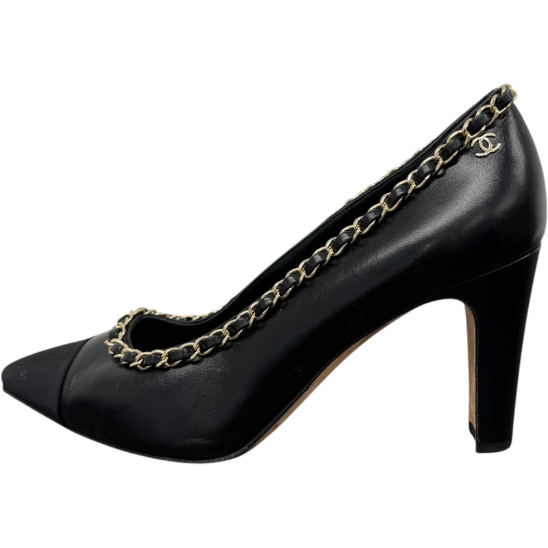 Women's Woven Chain Trim Heels Black Size UK 6.5 / EU 39.5