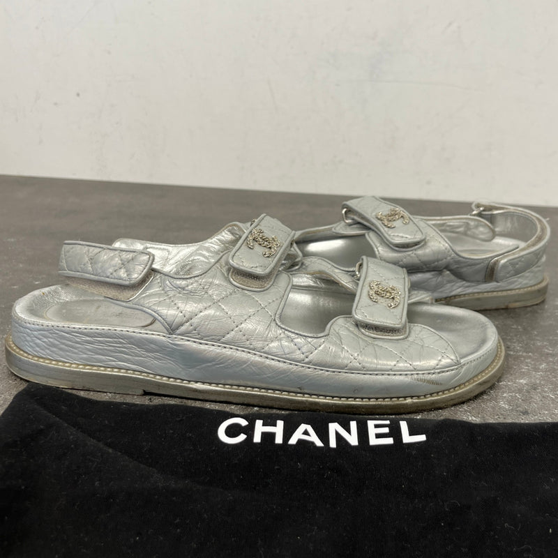 Women's Metallic CC Dad Sandals Silver Size UK 8 / EU 41