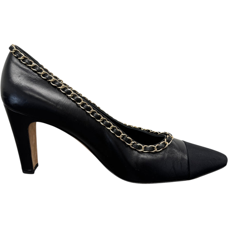 Women's Woven Chain Trim Heels Black Size UK 6.5 / EU 39.5