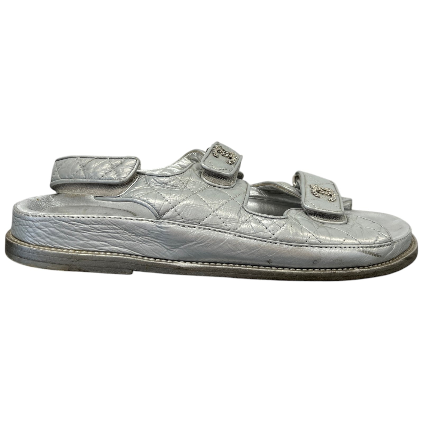 Women's Metallic CC Dad Sandals Silver Size UK 8 / EU 41 - Photo 1