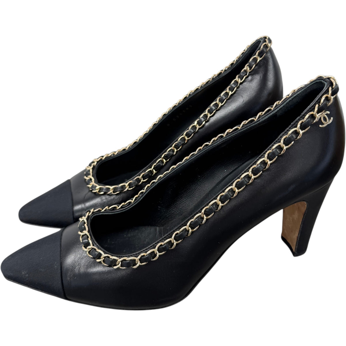 Women's Woven Chain Trim Heels Black Size UK 6.5 / EU 39.5 - Photo 7