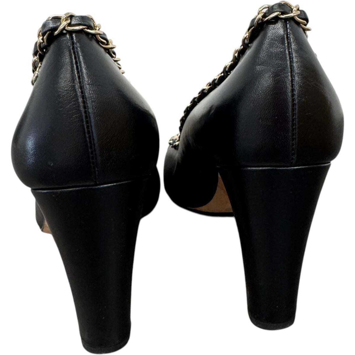 Women's Woven Chain Trim Heels Black Size UK 6.5 / EU 39.5 - Photo 9