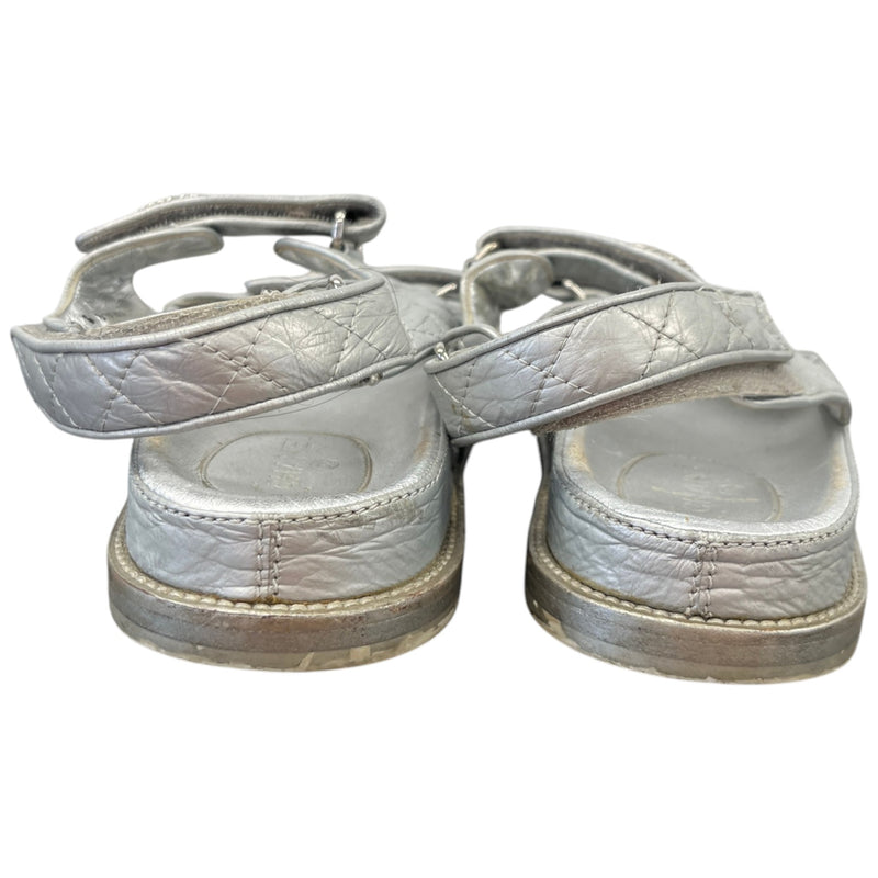 Women's Metallic CC Dad Sandals Silver Size UK 8 / EU 41