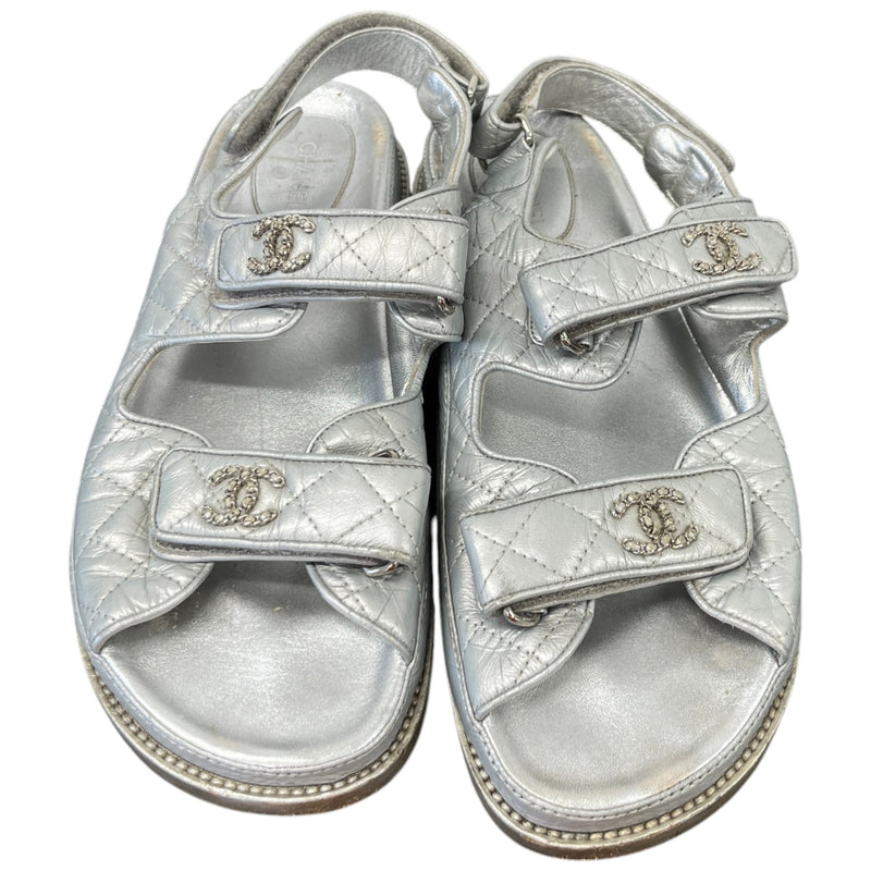 Women's Metallic CC Dad Sandals Silver Size UK 8 / EU 41
