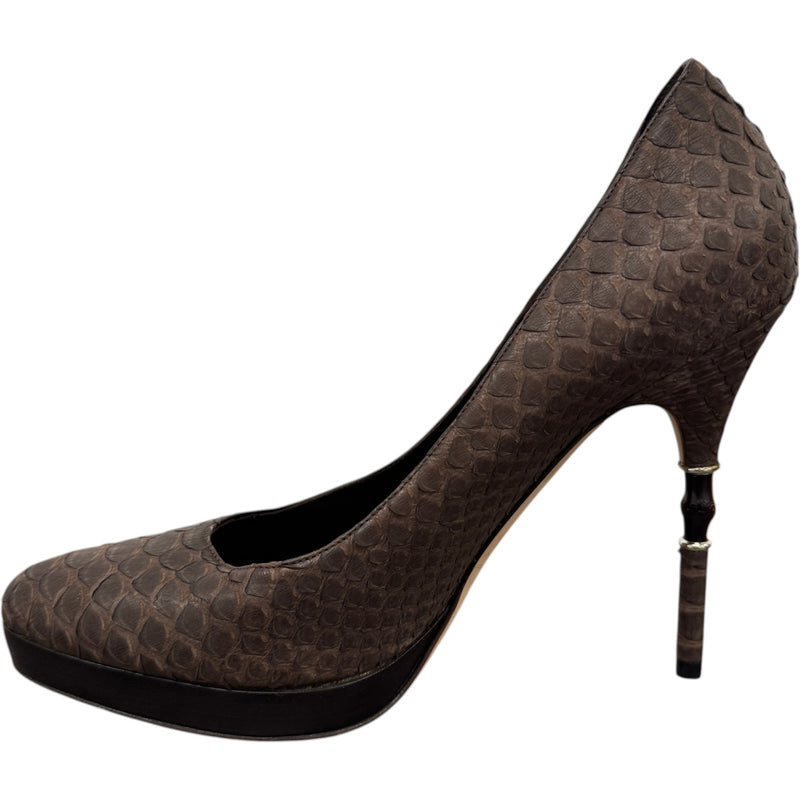 Women's Snakeskin Heels Brown Size UK 5 / EU 38