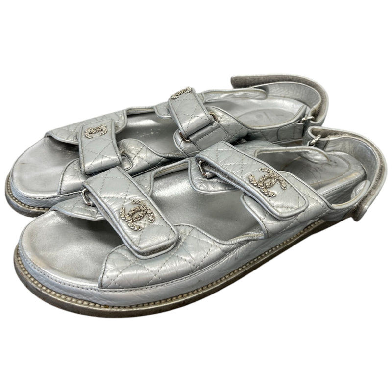Women's Metallic CC Dad Sandals Silver Size UK 8 / EU 41