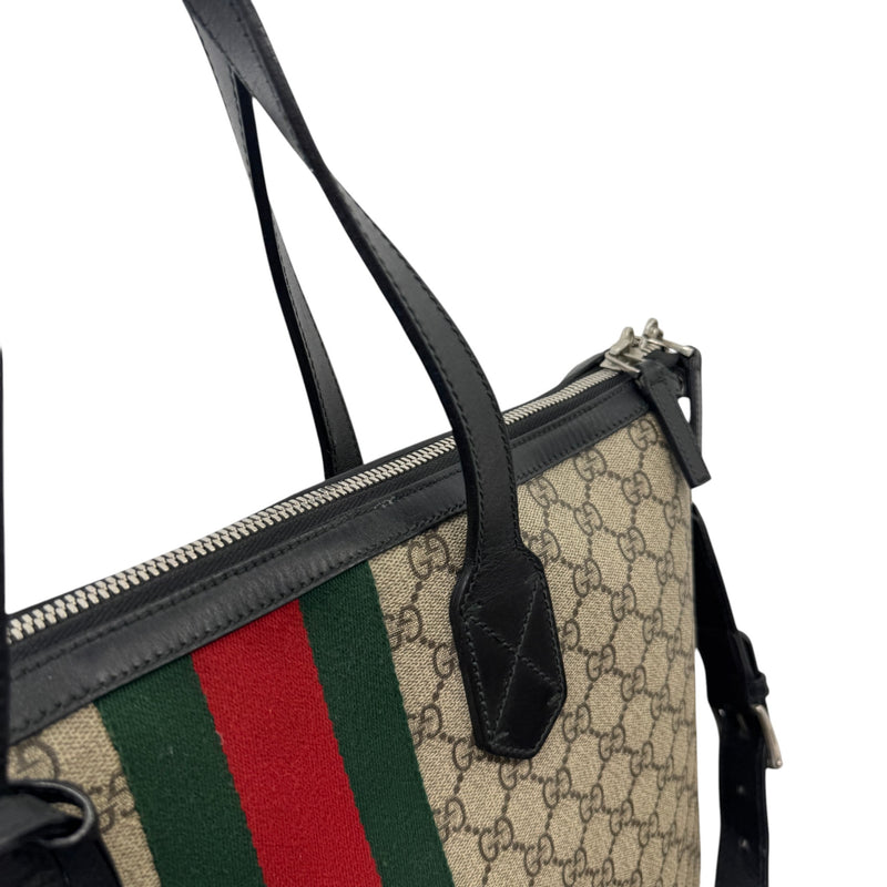 Women's Gg Supreme Web Stripe Tote Bag Beige