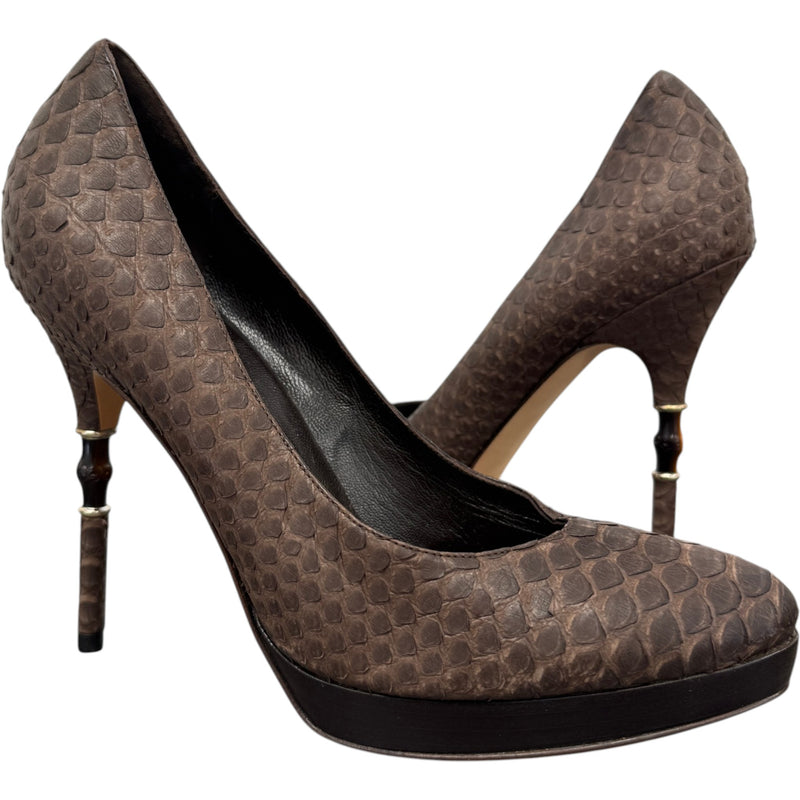 Women's Snakeskin Heels Brown Size UK 5 / EU 38
