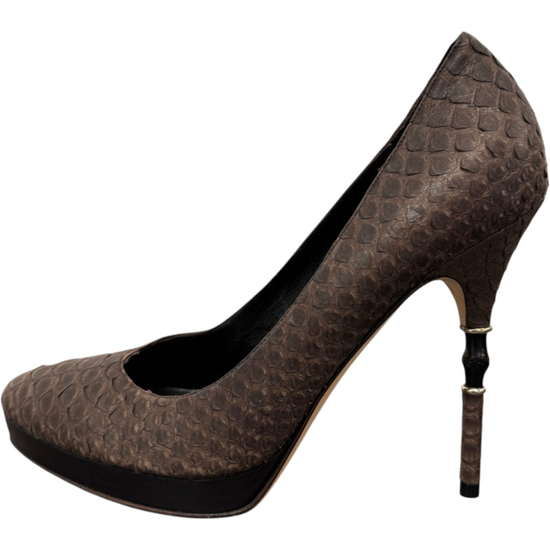 Women's Snakeskin Heels Brown Size UK 5 / EU 38