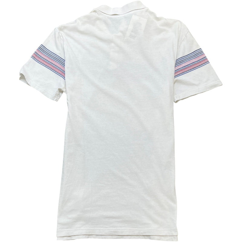 Men's Striped Polo Shirt White Size L