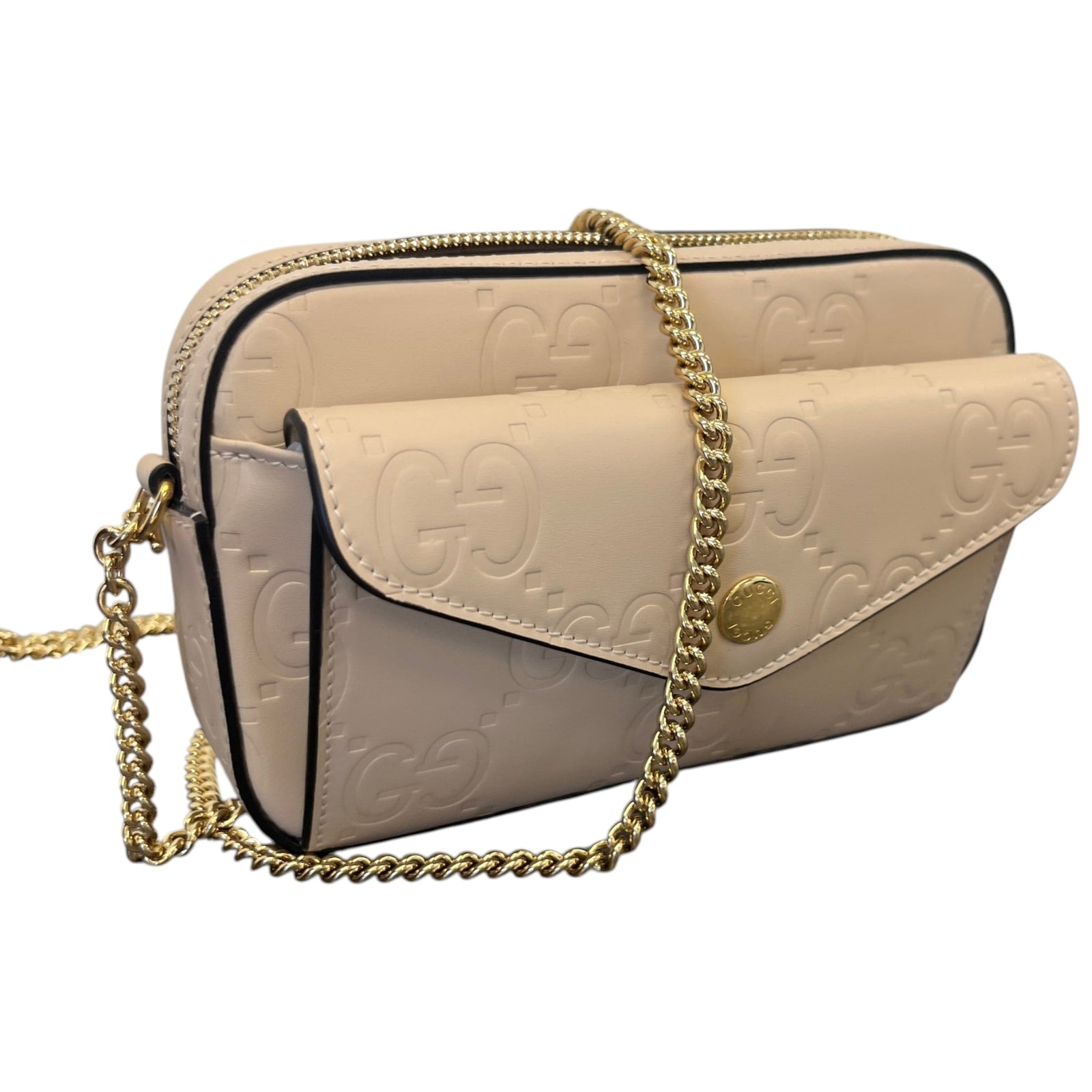 Women's GG Embossed Mini Shoulder Handbag Cream - Photo 4