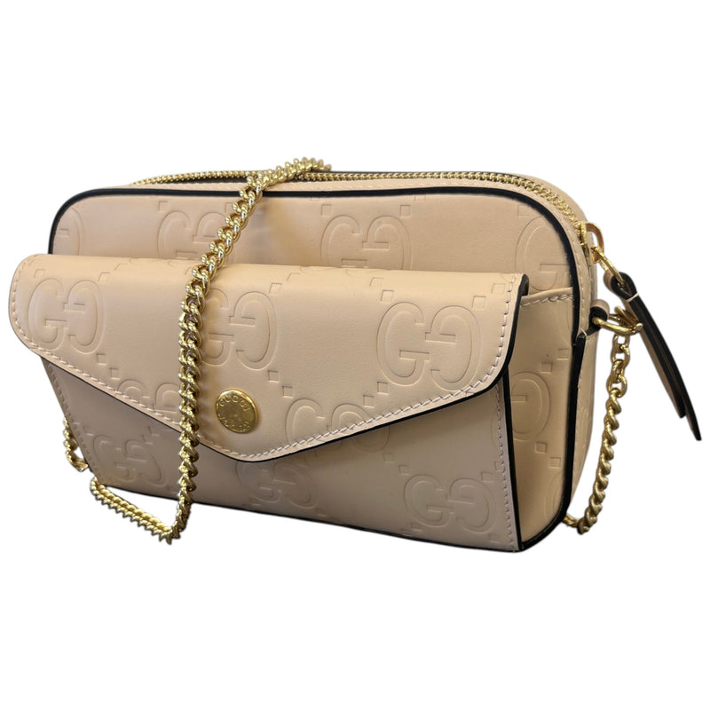 Women's GG Embossed Mini Shoulder Handbag Cream