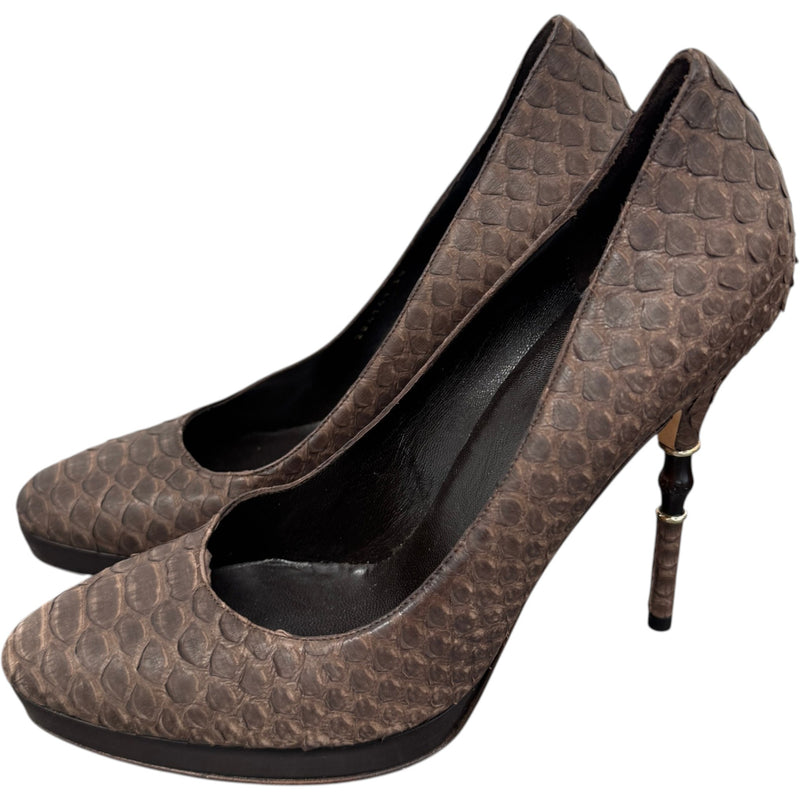 Women's Snakeskin Heels Brown Size UK 5 / EU 38