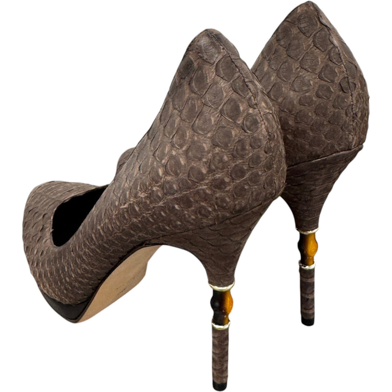 Women's Snakeskin Heels Brown Size UK 5 / EU 38