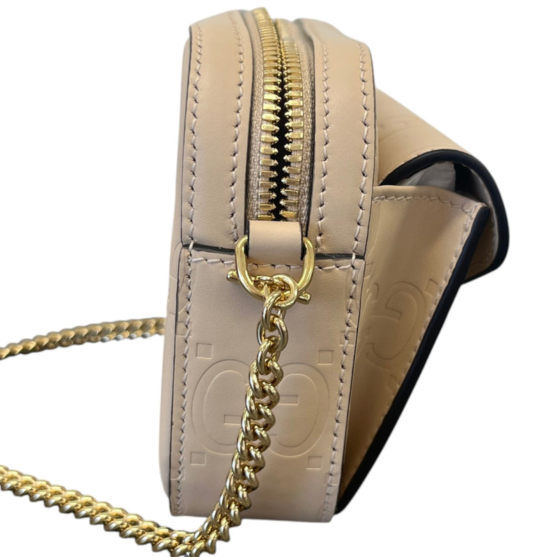 Women's GG Embossed Mini Shoulder Handbag Cream