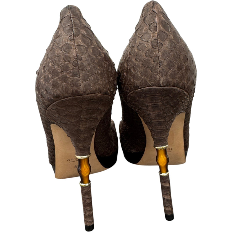Women's Snakeskin Heels Brown Size UK 5 / EU 38