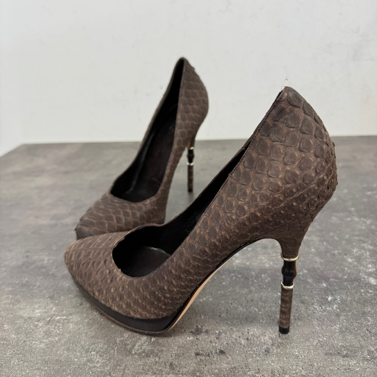 Women's Snakeskin Heels Brown Size UK 5 / EU 38 - Photo 11