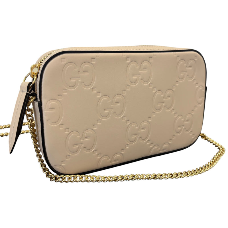 Women's GG Embossed Mini Shoulder Handbag Cream